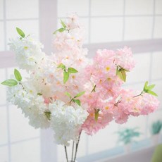 실크플라워 겹벚꽃 블룸 봄 벚꽃조화 가지 105cm 인테리어 왕벚꽃, 라이트핑크