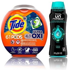 [미국] Tide PODS Ultra Oxi 4 in 1 HE Turbo Laundry Detergent Pacs 61 Count Tub with In-Wash Scent Boo, 2 Piece Set