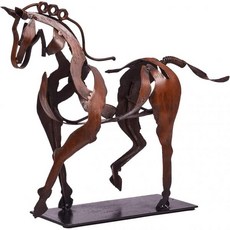Handmade Horse Statue - Unique Rustic Decor for Office & Home - Hand-Painted Metal Sculpture - Perfe, Brown, 1개