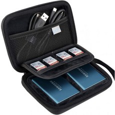 Lacdo 삼성 T5 케이스 T3 휴대용 SSD용 2-in-1 하드 여행 250GB 500GB 1TB 2TB USB 3.1 Type C 외장 솔리드 스테이트 드라이브 EVA 충격, Black, Black