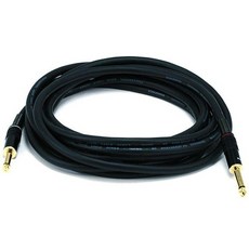 Monoprice 모노 가격 프리미어 시리즈 1/4 인치 (TS) 수-수 오디오 케이블 코드-15 피트-검은 색 16AWG (골드 도금)