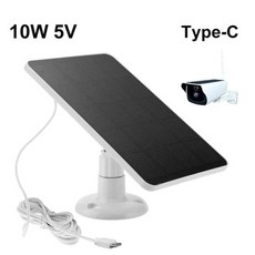 야외 태양 전지 패널 벽 마운트 태양 단결정 셀 충전기 보안 카메라용 마이크로 USB 및 C 타입 360 ° 조절 가능 30W 5V, 1개