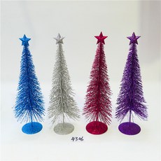 트리오너먼트 크리스마스 장식 장식 호텔 카페 용 소나무, 30CM 레드 실버 블루 퍼플 솔잎 한 세트