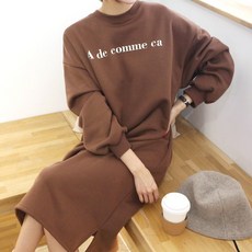 프롬미스 여성용 꼼므 박시 기모 원피스