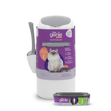 Litter Genie Style Pail | 냄새 제어 고양이 배변 폐기물 처리 시스템 정사각형 리필 백 1개 포함