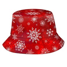 Christmas Red Snowflakes Bucket Hat for Women and Men Packable Travel Beach Xmas Holiday Sun