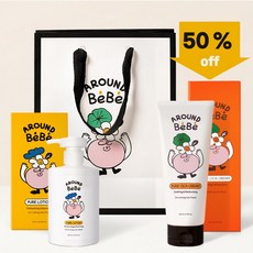 [50% sale] 어라운드베베 퓨어로션 300ml +퓨어시카크림200ml+선물용쇼핑백, 1개