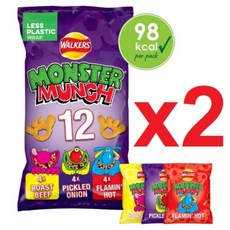 12개입 2개 총 24개 워커스 몬스터 먼치 뭉크 멀티팩 3가지맛 Walkers Monster Munch Multipack