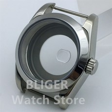 BLIGER 시계 케이스 팔찌 포함 실버 스테인레스 스틸 라운드 플루트 광택 베젤 사파이어 글래스 NH05 무브먼트에 적합 31mm, [01] Fit NH05 Movements, [08] Polished Bezel 3A, 1개