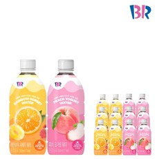 베스킨라빈스 피치요거트워터500&레인보우샤베트워터500ml x 각6개(총12개) 혼합음료 유산균음료 열대과일맛 복숭아맛 사무실간식