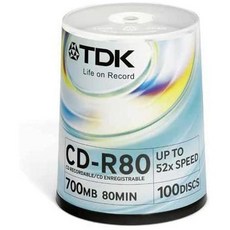 해외TDK 700 MB 80-Minute CD-R Spindle (100 Discs) (Discontinued by Manufacturer) PROD1610006477, 상세 설명 참조0