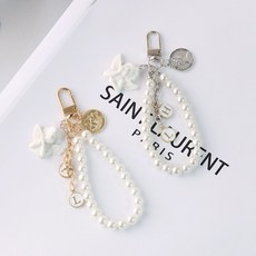 범쓰컴퍼니 엔젤 진주 체인 팬던트 휴대폰 스트랩 키링 에어팟 키링 z플립 핸드메이드 버즈 참장식