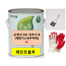 [노루페인트] 수성페인트 순앤수100 수성 내부용 페인트 무광(베란다/내부벽체/벽지) - 4L, 로즈1 (NR1010), 1개