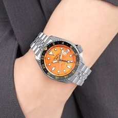 세이코 스포티 라운드 GMT 터틀 다이버 오렌지 SKX 오토매틱 남자 메탈 방수 시계 상품 이미지