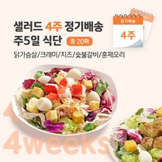 [포켓샐러드] 샐러드 4주 정기배송 주 5일 (베스트 샐러드_닭+크래미+치즈+숯불+훈제오리)