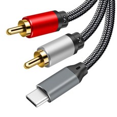 USB C-2 RCA 오디오 케이블 19.7FT 휴대폰 태블릿 홈 시어터 DVD 앰프 스피커 카 스테레오 삼성 갤럭시 S23/22/울트라용 USB 타입 C-2 남성, 1.6ft