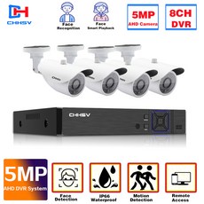 영어 설명서 H.265 8CH AHD 시스템 5.0MP 금속탄 백색 카메라 실외 방수 6in1 혼합식 16CH CCTV 보안 시스템 모니터링 키트, 없다, 유럽 연합 플러그, 8채널 DVR 카메라 4개, 1개