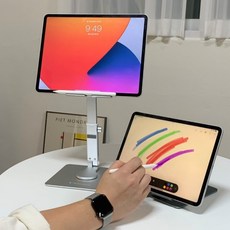 이코노미쿠스 각도조절 휴대용 아이패드 필기 태블릿 거치대 스탠드, 실버, 1개