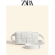 [100% 환불보장] ZARA 자라 2022 봄신상 여름우븐숄더 크로스백 리얼 가죽 스퀘어백, 흰색, 1개