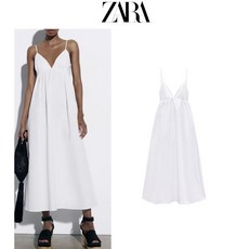 여성 화이트 슬립 트렌치형 브이넥 ZARA 자라 원피스