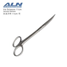 ALN 아이리스 시저 안과가위 11cm 직선형/곡선형 (미세부위절개/봉합사제거/Iris Scissors), 아이리스가위 11cm 곡선형, 1개