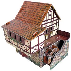 Keranova 245 Clever Paper Medieval Town Water Mill 3D Puzzle 16 x 14 x 15 cm Multi Color : Amazon, 상세 설명 참조0, One Color_One Size