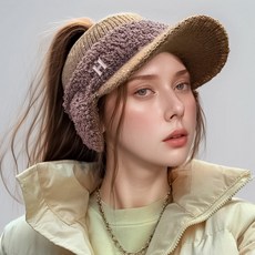 헤이 니트썬캡 여성용 겨울 방한 스키모자 털 귀달이 모자, 1개, 커피 1개, 커피