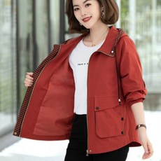 중년여성 바람막이자켓 여성용 후드 바람막이 점퍼 간절기 아우터 외투 후드상의 캐주얼 데일리룩