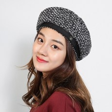 체리플로피 베레모 여자 가을 겨울 트위드 빵모자 여성 화가 모자 블랙라인팬던베레 (3컬러)
