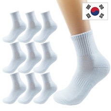 올리싹 5+5 두꺼운 남성용 국산 더블쿠션 스포츠 중목 양말, 화이트, 10개