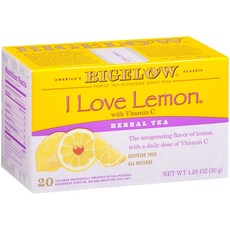 Bigelow 아이 러브 레몬 허벌 티 카페인 프리, 20개입, 1개, 1.8g
