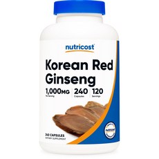 Nutricost Korean Ginseng 1000mg Serving 240 Capsules - 1000mg Potent Serving Size 500mg Per Capsu, 240정, 1개