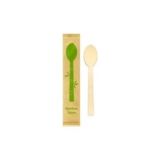 규슈 지공 FSC 대나무 숟가락 100개 크래프트 완봉 17cm 종이포장 대나무 개별포장 일회용 친환경 카페 아웃도어 손님 접대 대나무 숟가락 100개 BS001