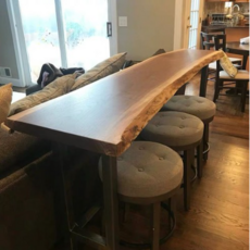 우드슬랩 원목 카페 테이블 식탁 긴 대형 롱 커피숍, 조립식100x45x105 두께5cm 브래킷구조