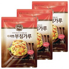 wsc190419 CJ 부침가루 1kg 신 x 5개 밀가루 중력분 양파 마늘 후추 각종 재료 배합 파전 부추전 비 전 김치전, 1개출고됨[1]_do, 해당용량구매
