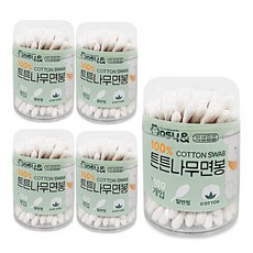 이지앤 튼튼 나무면봉 순면 일반형 코튼 다용도, 5개, 100개입
