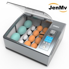 JENMV 병아리 부화기 스마트 계란 병아리 부화기 자동 회전 조류 계란 달걀 메추리 부화 6란/9란/12란/16란/24란/30란/36란, 220V 12V겸용, 12란, 1개