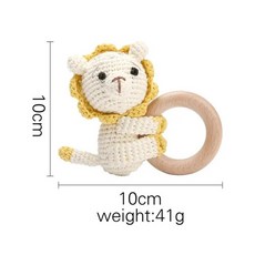 몬테소리 장난감 1 개 아기 Teether 음악 딸랑이 동물 크로셰 코끼리 기린 반지 나무 체육관, [27] Lion Ring, 27.Lion Ring