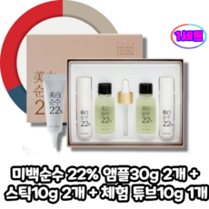 미백 순수22 비타민 앰플 80g (앰플30g x 스틱2ea + 튜브10g x 2ea) 미백순수22% 비타민C 앰플, 1세트