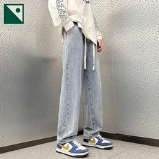 루즈핏 남성 남성 로프 마른 와이드 스몰사이즈 청바지 유니 스트레이트