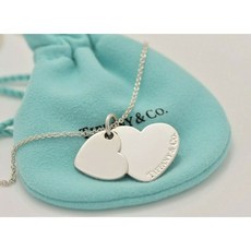 [해외]명품티파니앤코목걸이 Tiffany Co Silver Double Heart Tag Pendant 22” XL Necklace Two Charm Rare Love