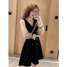 오리하우스 미네르바 디올샤스커트 스타일 Ningsha 2020 새로운 패션의 초가을 한국어 버전은 얇고 다목적 메쉬 접합 나무입니다-14342