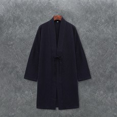 봄계절 차이나 남성 클래식 민족 무드 면린넨 하프기장 코트 에스닉 린넨 남자 옷긴적삼 두루마기