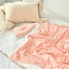 아누리 체크 짱구베개 신생아 애착베개 낮잠베개, 핑크