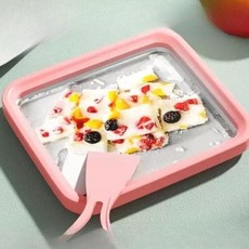 가정용 철판아이스크림 만들기 플레이트 메이커 간식 아이스크림 홈카페 디저트 철판, 핑크 알루미늄 합금-22.5x17.5cm