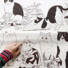 고양이삼촌 DIY 린넨 패턴지 나른한 고양이 (145X90cm), 1개