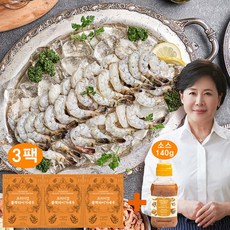 박정수 블랙타이거 새우 310g 20미 x 3팩(60미) + 유자감바스소스 1개, 없음