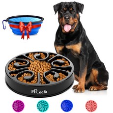 Freefa Slow Feeder Dog Bowls (6 Cup) Dog Slow Fee Freefa 슬로우 피더 개 그릇 (6 컵) 개 슬로우 피더 그릇 퍼즐 개밥 그릇, 1개, Black - 독슬로