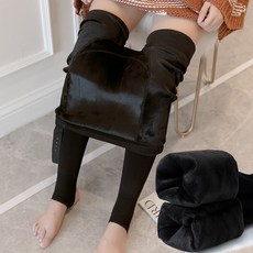 이너 양말 타입 두터운 융털 스타킹 연결되다 발 고리 핏아우터 임부복 가을옷, 블랙 밍크 털