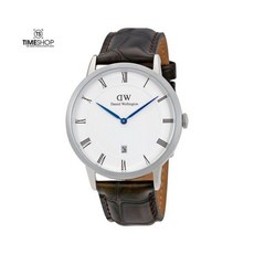 다니엘 웰링턴 Dapper 화이트 브라운 가죽 쿼츠 남녀공용 시계 1122DW